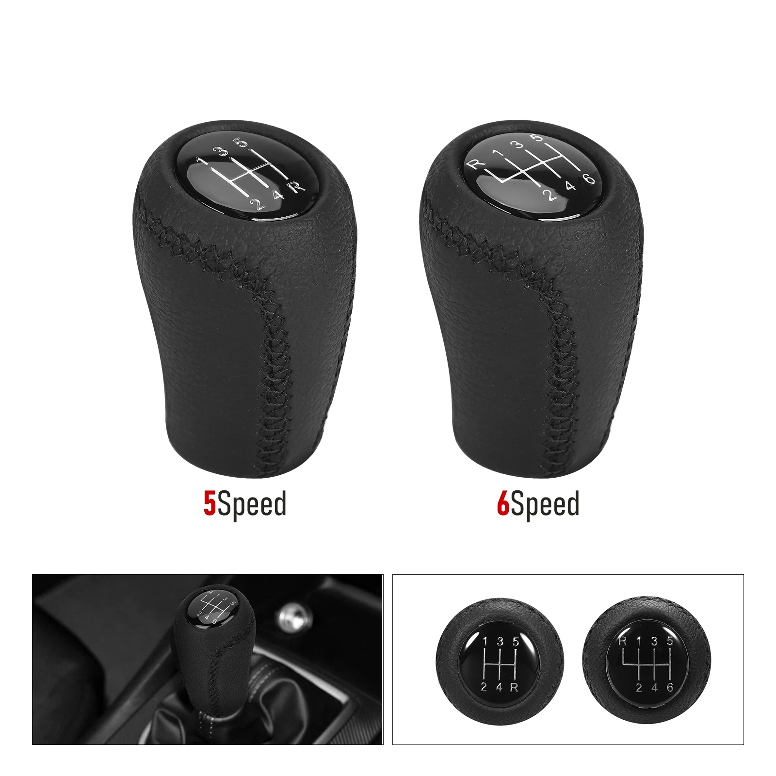 

5/6-Speed car Gear Shift Knob for MAZDA 3 BK BL 5 CR CW 6 II GH CX-7 ER MX-5 NC Shifter Lever black Leather Car Accessories