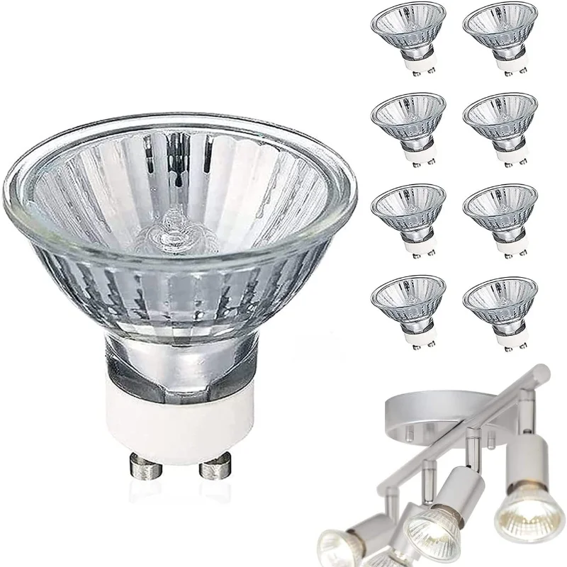10pcs GU10 Halogen Lamp Bulb 50mm 220V 25W 35W 50W Cup Shape Halogen Spot Light Warm White Clear Glass