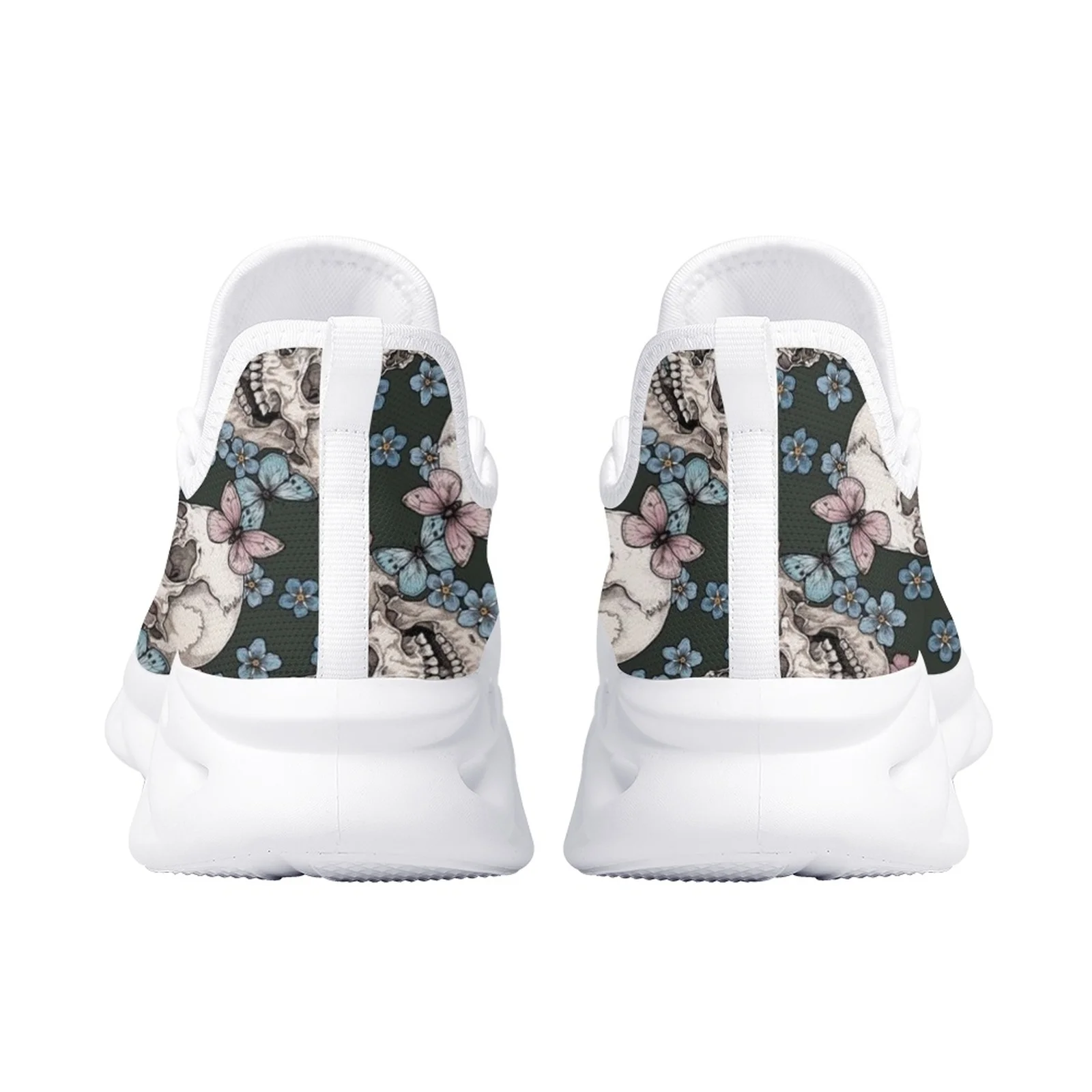 Belidome Sugar Skull Floral Design Shoes Women Athletic Running Mesh Breathable Casual Sneakers Lace Up Walking Footwear Zapatos