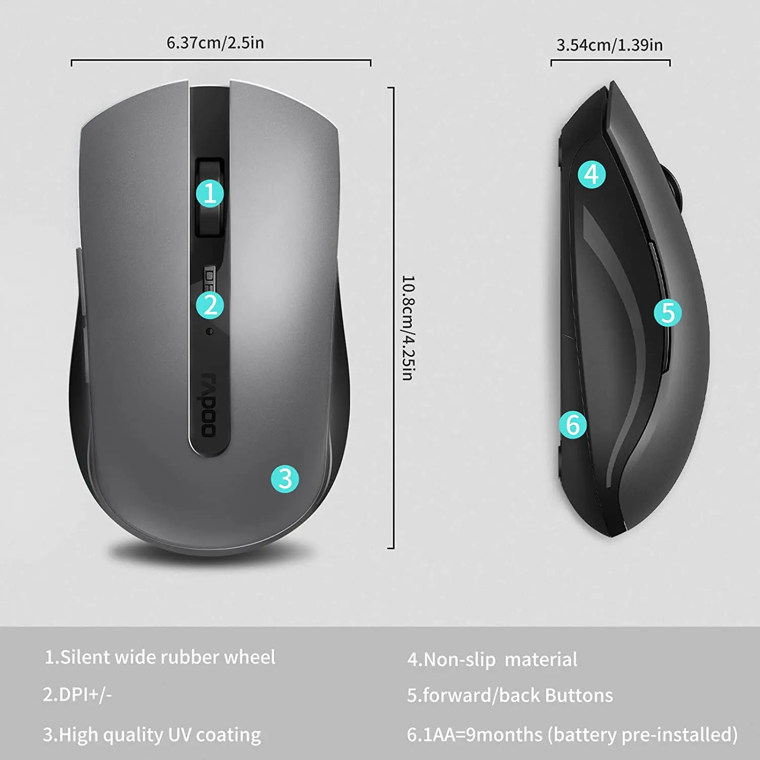 Мышь беспроводная Rapoo 7200 м 1600DPI Bluetooth 3 0/4 0 RF 2 4 ГГц | Компьютеры и офис