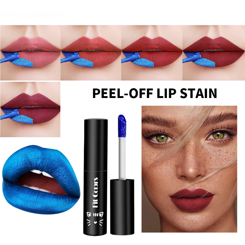

5 Colors Peel Off Lip Gloss Amazing Non-Stick Cup Matte Velvet Liquid Lipstick Waterproof Lasting Tear-Off Red Lip Tint Makeup