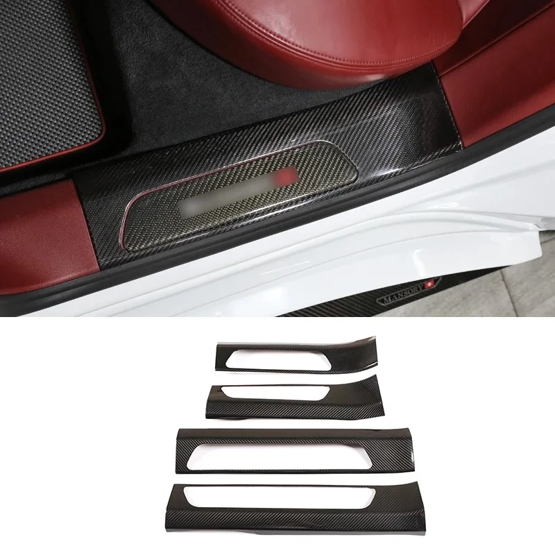 

Real Carbon Fiber Car Built-In Door Sill Strip Welcome Pedal Protection Trim Accessories For Porsche Panamera 2017-2021