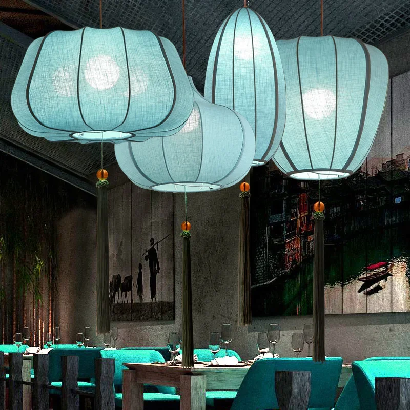 Классический льняной фонарь в китайском стиле дзен люстра особой формы горячий