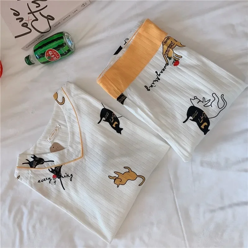 Пижама женская весна-лето 2023 новый тонкий хлопковый пижамный комплект с длинным