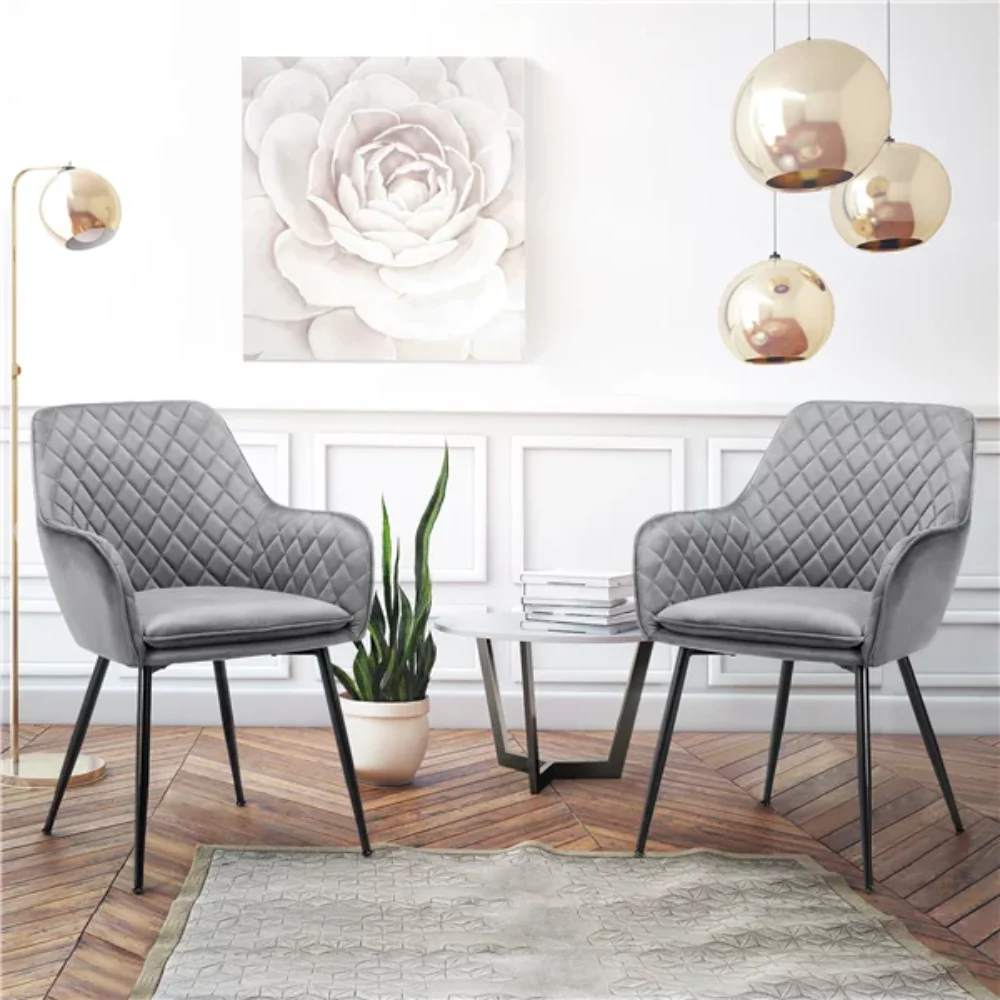 

SMILE MART Modern Upholstered Fabric Dining Chair Midback, Set of 2, Gray