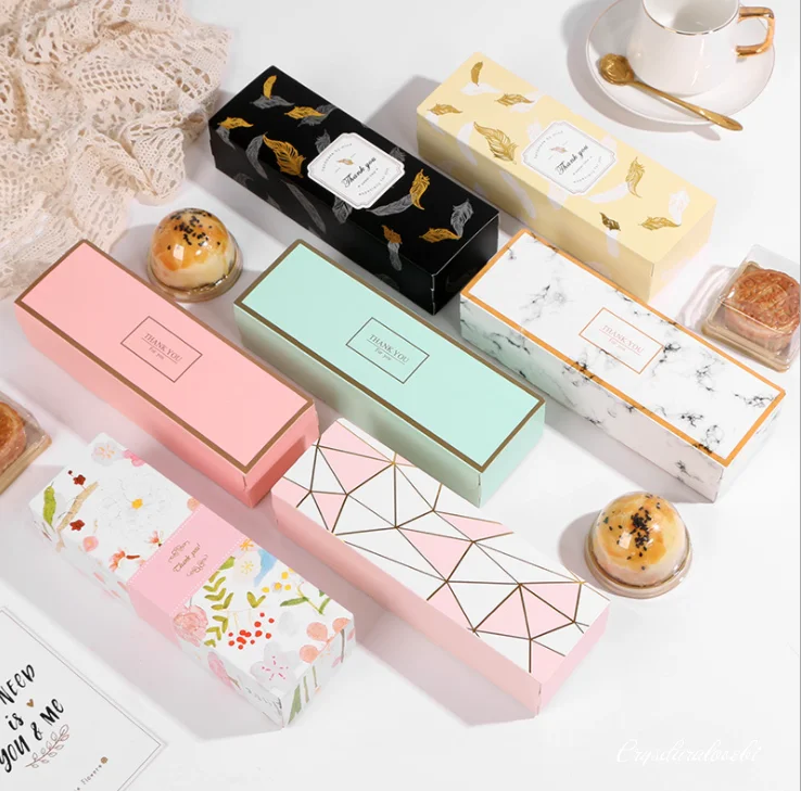 

20pcs Rectangular Marbling Cardboard Gift Box Black Plume Paper Packaging Boxes Chirstmas Thank You Cake Chocolate Paper Boxes