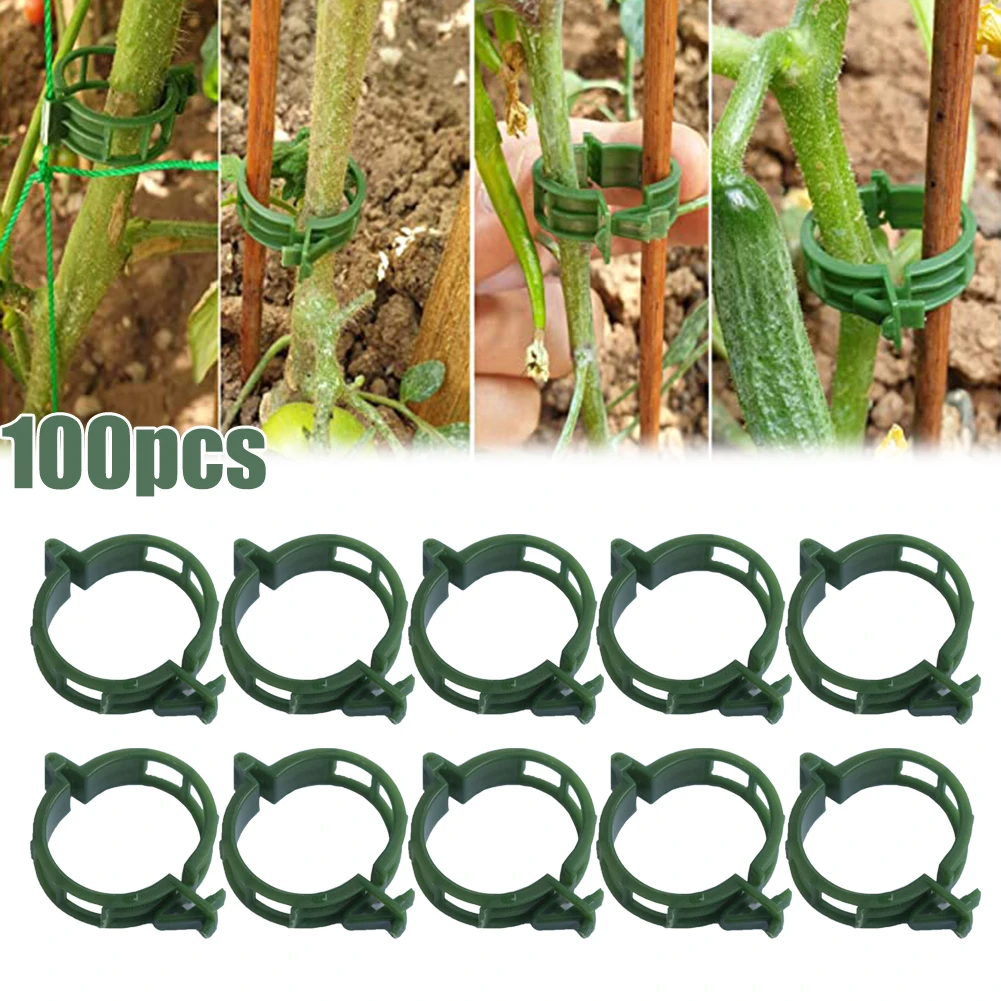 100 PCS Plant Climbing Wall Clips Vine Buckle Hook Ties Trellis Stake Garden Plant Support Clips Veggie Tomato Greenhouse