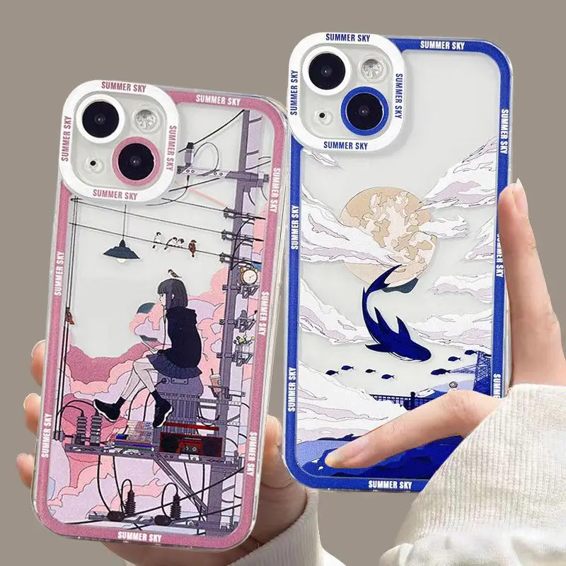 Чехол с аниме пейзажем для Xiaomi Redmi Note 12 4G 11 10 13 Pro Plus 9S 10S 12S 11S 13C 12C 9 A1 A2 9A 9C чехол