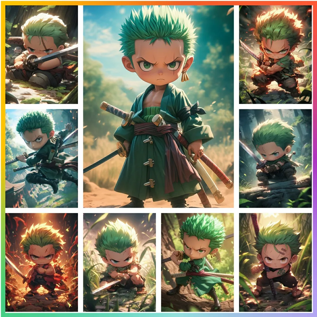 5D Алмазная Живопись Полная Круглая Дрель R-Roronoa Zoro Цельная Красочная Вышивка