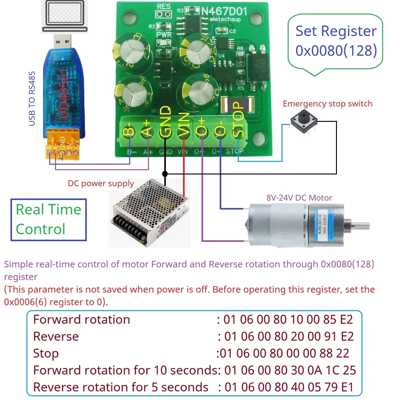 Фото Маленький линейный драйвер мотор-редуктора MODBUS RTU N467D01 DC 8-30 В 1A 2A Контроллер таймера задержки вперед и назад RS485 PLC IO №3