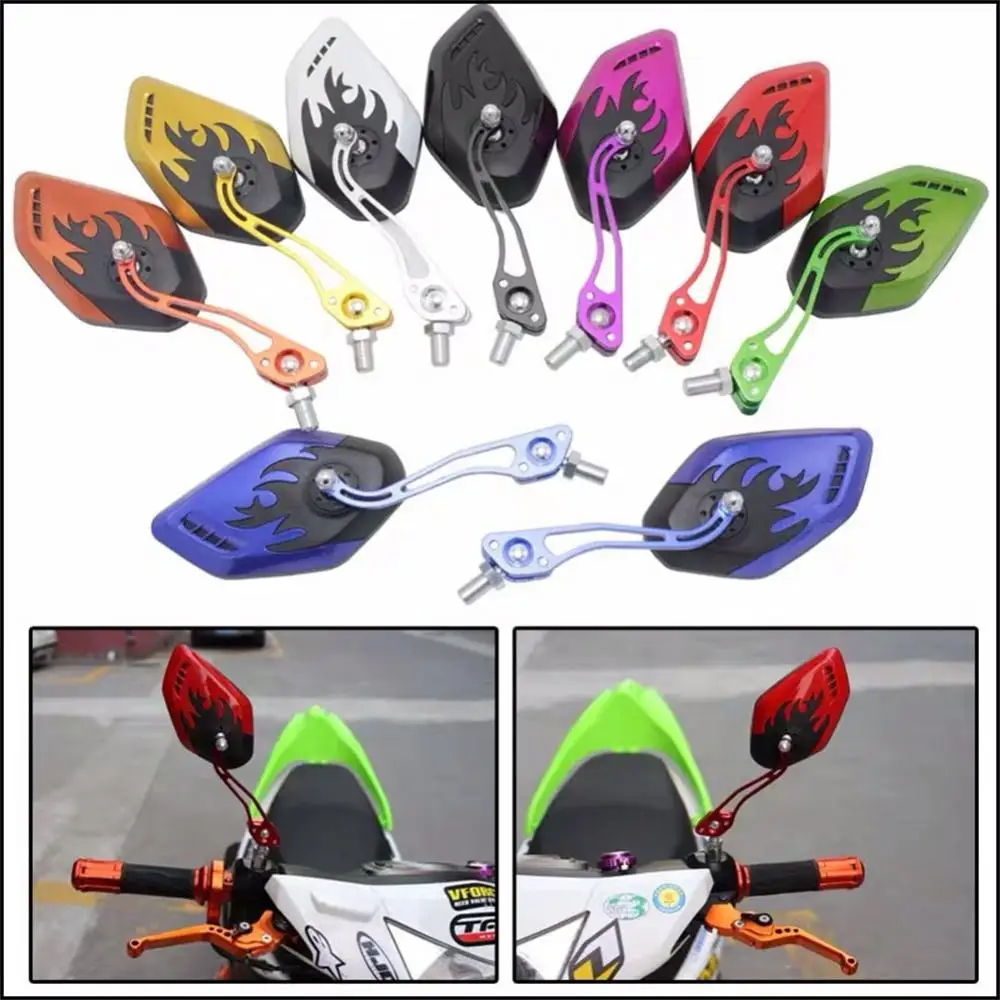 

Motorcycl Electric Vehicle Modified Wildfire Rearview Mirror Rearview Mirror View Reflector Flame Pattern Motorcycle Accessories