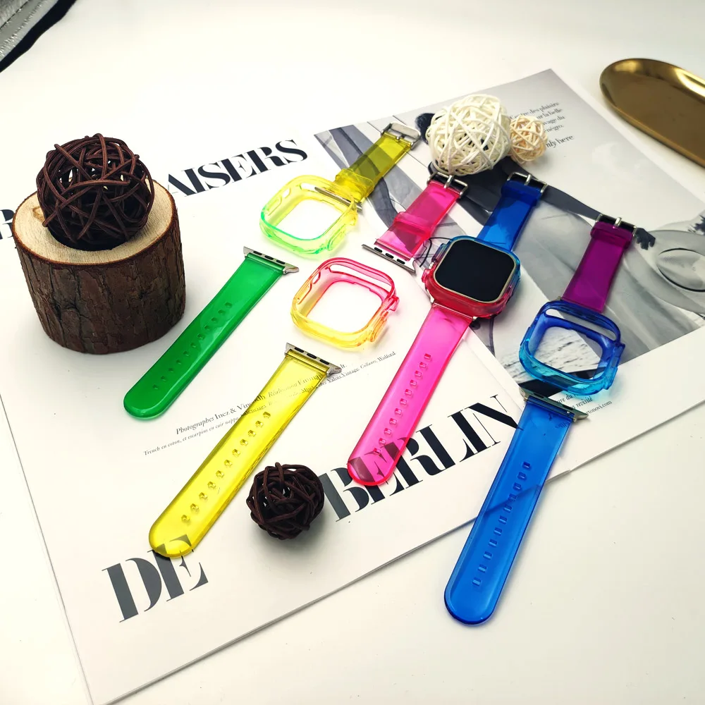 Прозрачный желейный ремешок 44 мм 40 для iPad и Apple Watch Series с градиентным дизайном