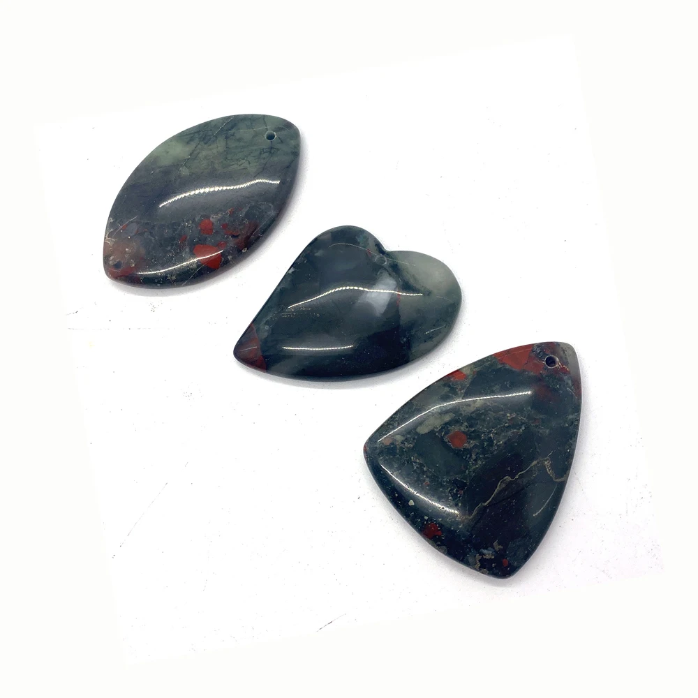 

5pcs/set Natural Stone Bloodstone Pendants Polished African Red Gem Heart Drop Shape Necklace Charms for DIY Making Accessories