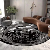 stereo vision carpet round black white living room mat 3d illusion vision home decor carpet sofa coffee table anti slip