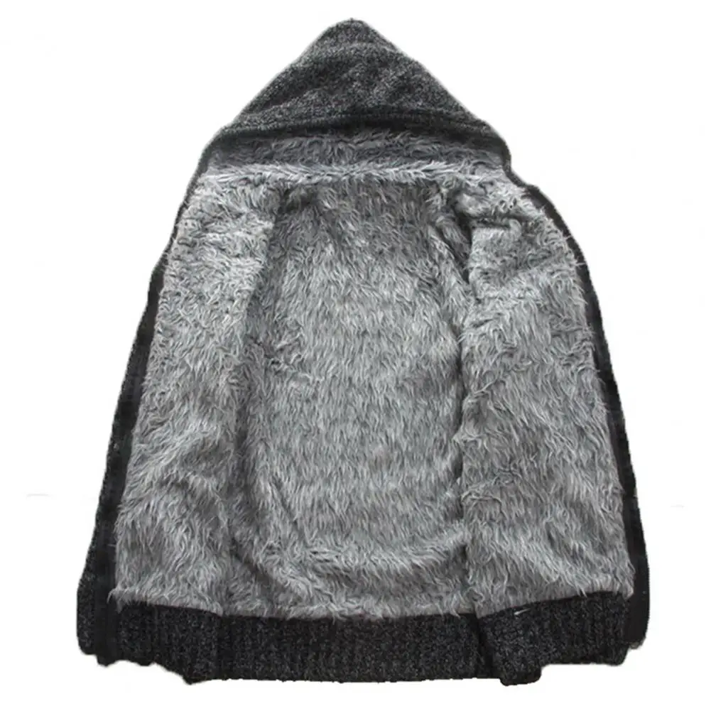 Stylish Men Outwear Long Sleeve Super Soft Pockets Knitting Jacket  Washable Hooded Sweater Jacket for Working