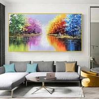 chenistory large size paint by number with frame colorful tree on canvas pictures by numbers for adults lake scenery art home de