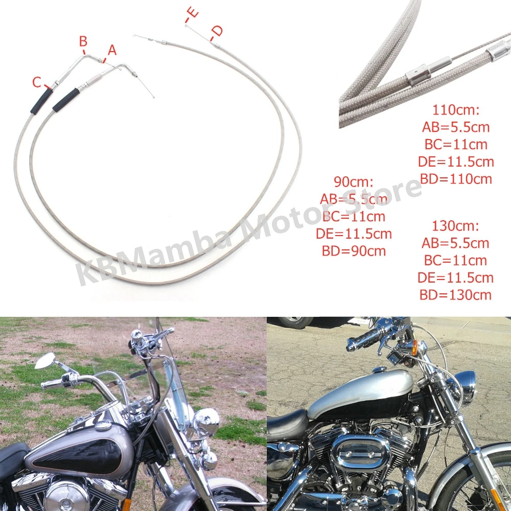 

Motorcycle Accessories 90cm/110cm/130cm Steel Wires Throttle Cable For Harley Sportster XL883 XL1200 Dyna Softail Electra Glide