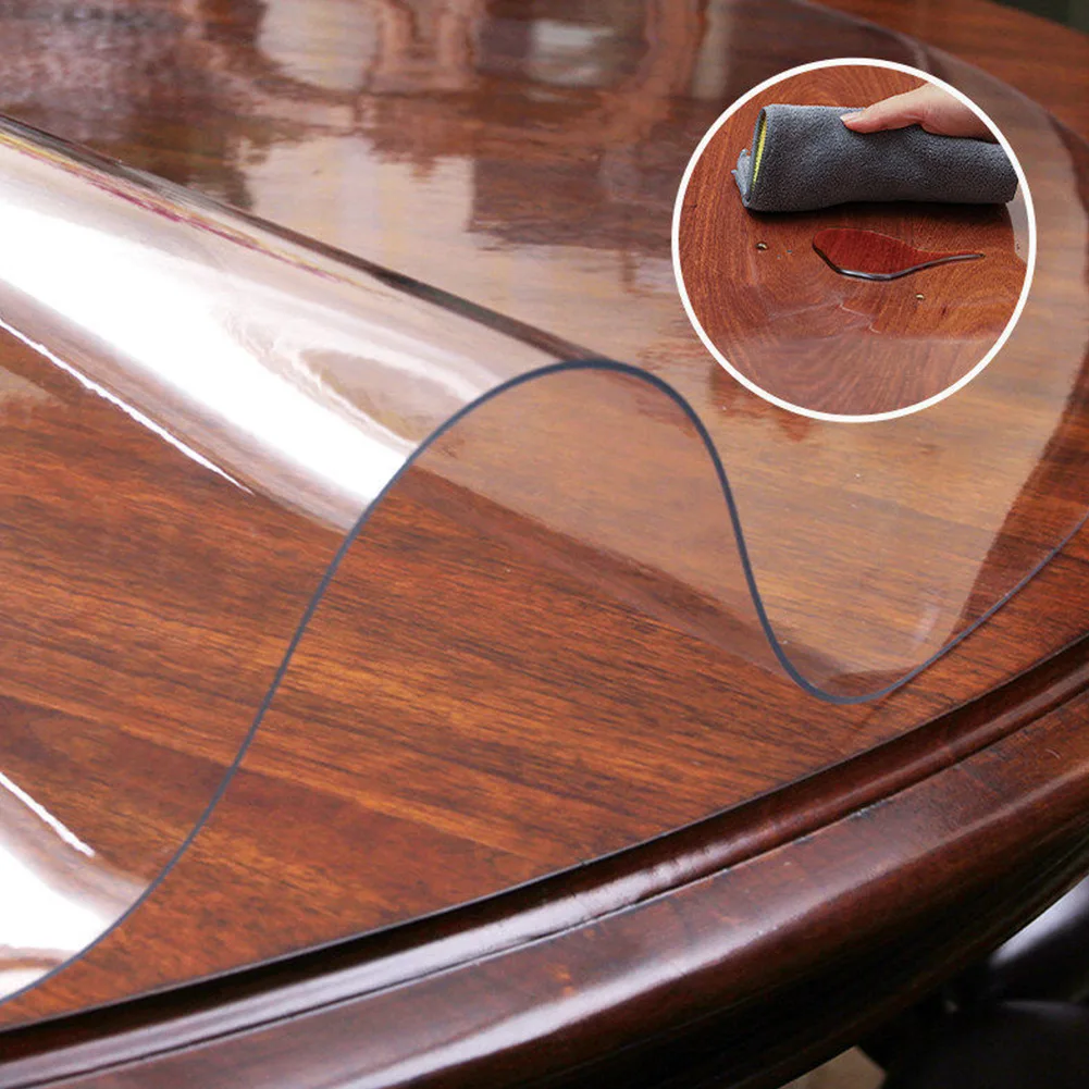 

Brand New Round Tablecloth Table Mat 1pcs Clear PVC Easy To Wipe Placemat Round Tablecloth Transparent Waterproof