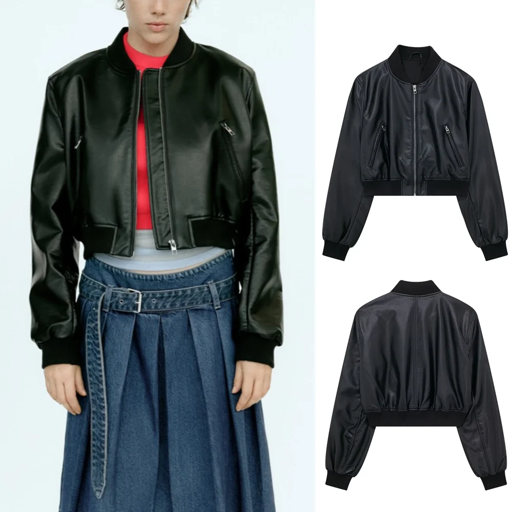 

UNIZERA 2023 осень новая женская мода европейский и американский стиль искусственная кожа пиджак пальто кожаное пальто 4341731