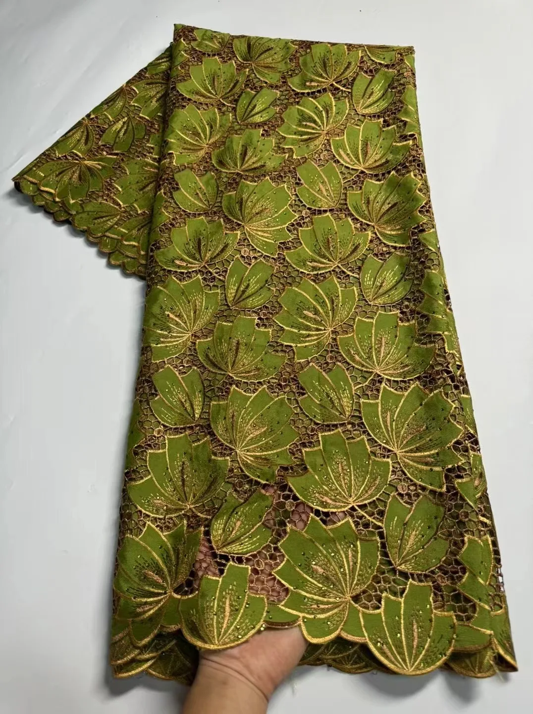 Африканская новая вышитая кружевная ткань хлопчатобумажная Водорастворимая