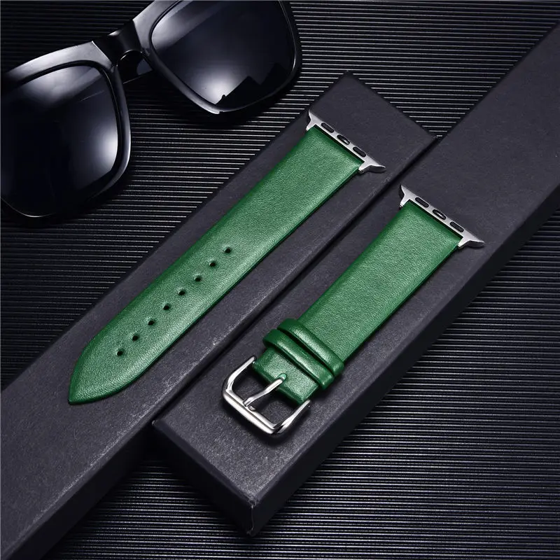 

Soft Bracelet Genuine Leather Band for Apple Watch 42MM 38MM 44MM 40MM 41MM 45MM Strap for IWatch 8 7 6 SE 5 4 3 Wristband Belt