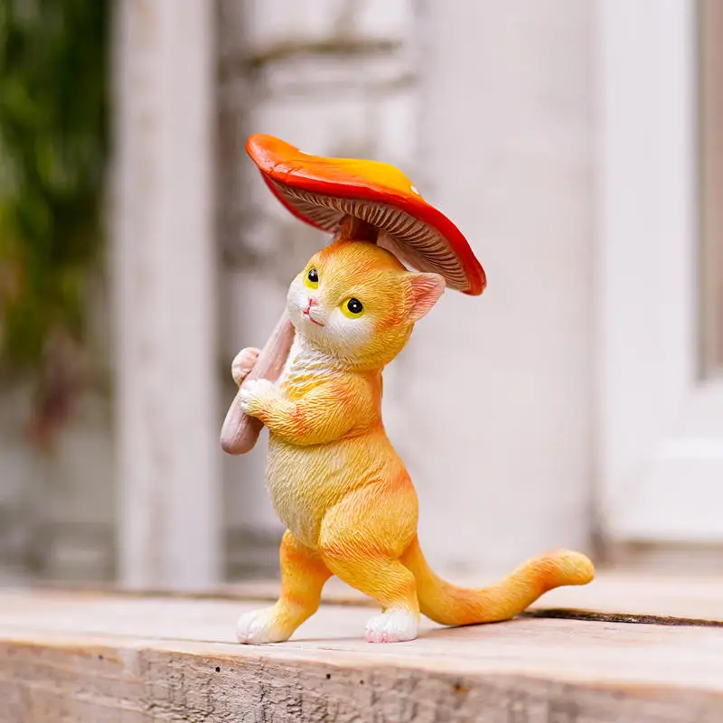 

Animal Cute Kitten Garden Ornament Cat Squirrel Miniature Figurines Resin Craft Micro Landscape Decoration Accessories