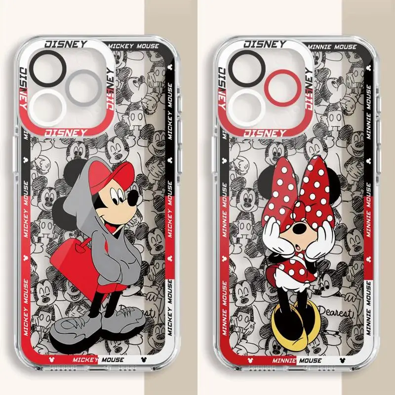 Прозрачный силиконовый чехол для телефона с изображением Диснея Микки и Минни