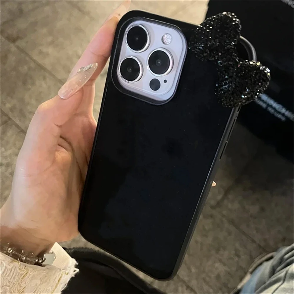 Чехол с блестящим 3D бантом и диаметром для iPhone 16, 15, 13, 12, 11 Pro Max 15 Plus 13 Mini X XR XS 7, 8 SE2, милый мягкий чехол для корейской девушки (art.: 3920ca6e64458) - 3920ca6e64458