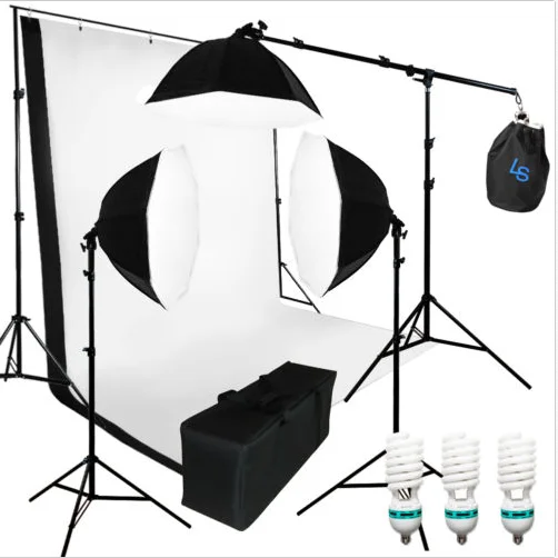 

NS-7 Professional Photography Photo Studio Softbox Lights Continuous Lighting Kit Equipment Boom Arm 3Pcs Soft Box With Sandbag