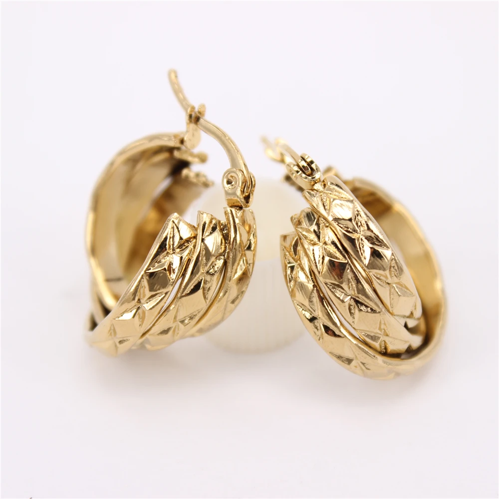 Всесезонная одежда с изысканными серьгами из нержавеющей стали, которые ярко сияют, размер 25 мм, 27 мм, 30 мм на выбор, LH1148