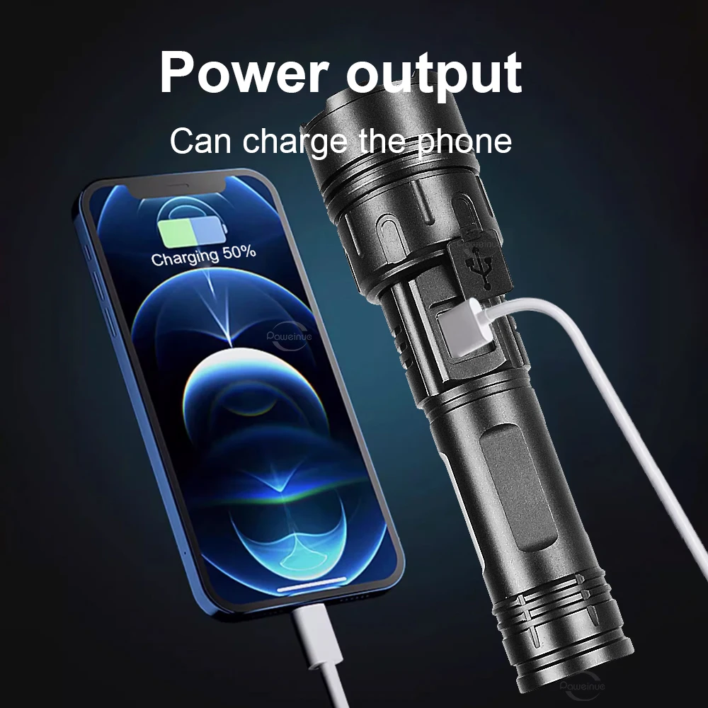 Фонарик XHP120 с увеличением 1000 м супер яркий мощный перезаряжаемый фонарь для