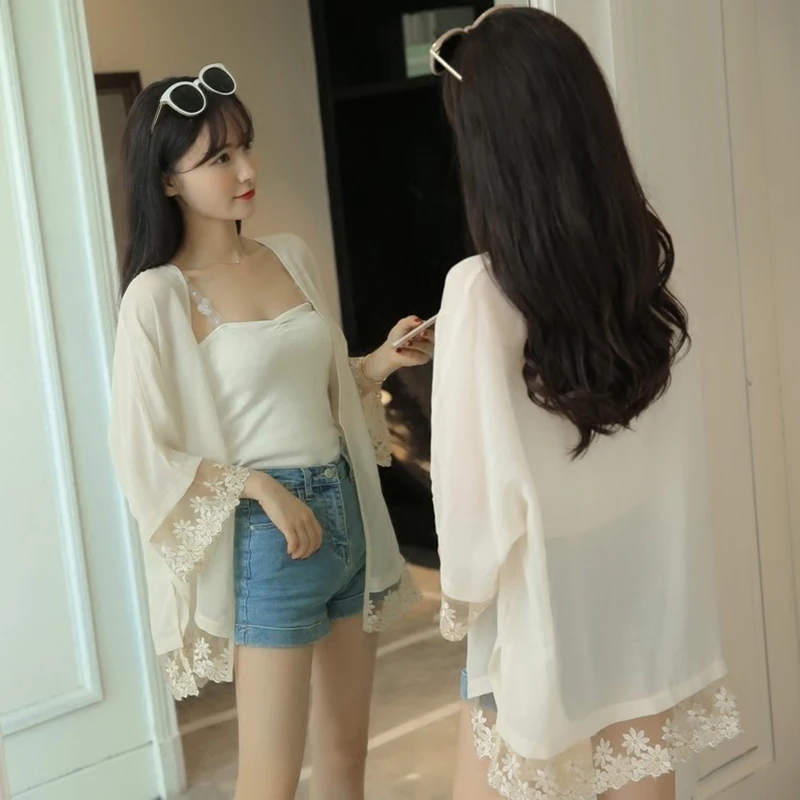 Женский шифоновый кардиган с защитой от УФ-лучей из хлопка и льна | Одежда Азии