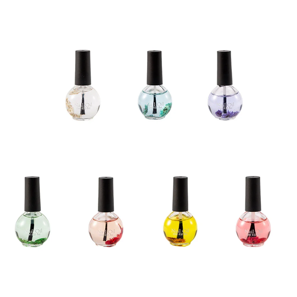 

7 Bottles Fast Dry Nail Polish Nutrient Oil Fingernail Manicure Base Nutrition Salon Supply Care Accessory Glass