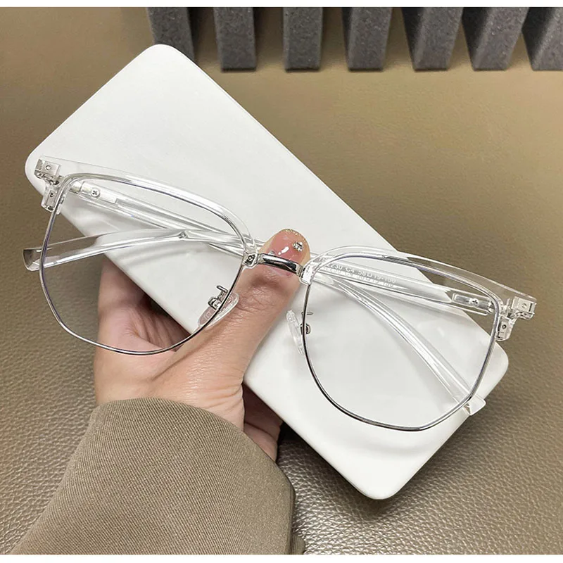 Очки в студенческом стиле женские прямоугольной формы Полуободковые с