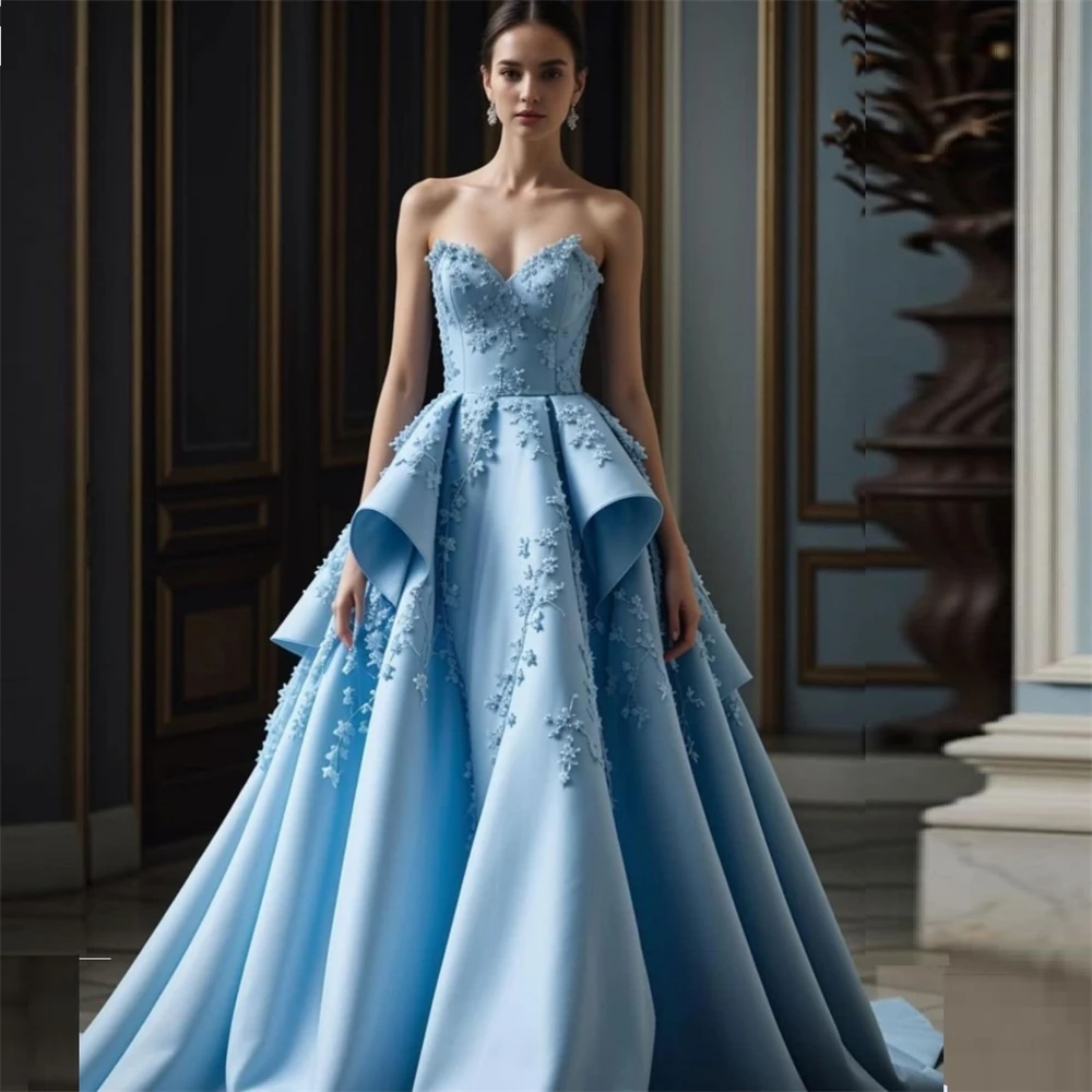 Вечернее платье для выпускного вечера ТРАПЕЦИЕВИДНОЕ ПЛАТЬЕ до пола с вышивкой и