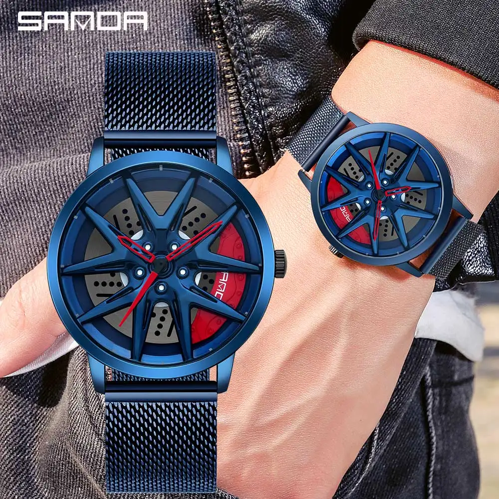 

Hot Sell Fashion Watch Men Luxury Sports Car Waterproof Clock Stainless Steel Car Wheel Rim Hub Quartz Wristwatch Relogio