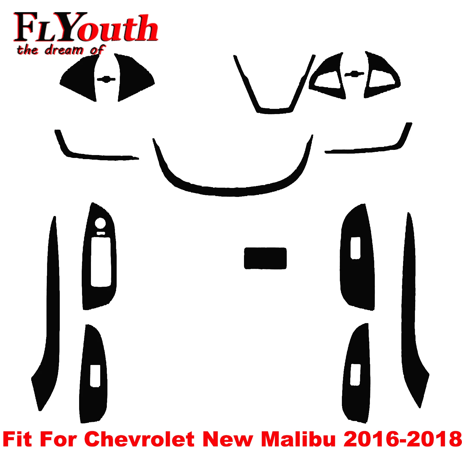 

5D Carbon Fiber Sticker For Chevrolet Malibu 2016-2018 Car Gear Shift Panel Water Cup Holder Panel Frame Cover Trim Car Styling
