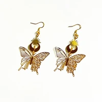 bohemian ethnic earrings star and moon jewelry openwork rose pattern butterflyfashion gold colour womens earrings
