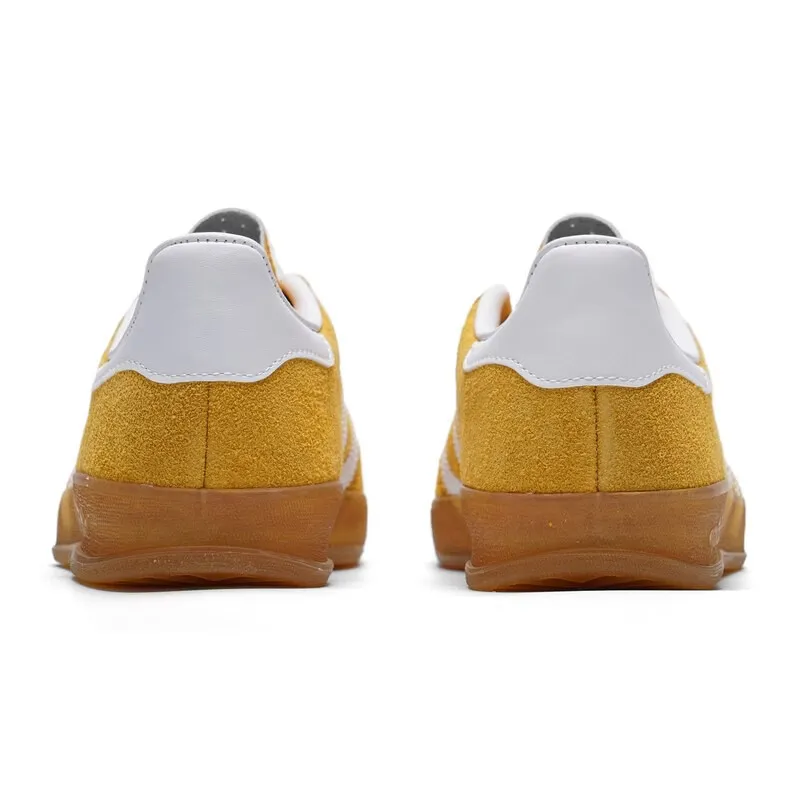 Фото Женские кроссовки Adidas Originals KH6037 желтого цвета из ткани в стиле ретро с тремя полосками, низкие, на резиновой подошве, повседневные, для скейтбординга №5