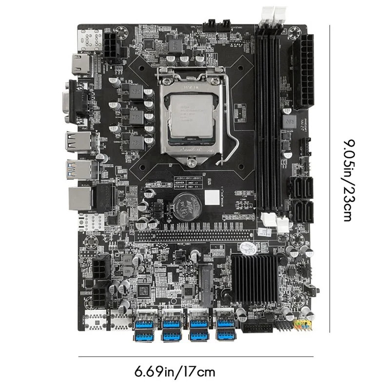 

B75 USB BTC Mining Motherboard+CPU+4G DDR3 RAM+120G SSD+SATA Cable+Thermal Grease 8 USB3.0(PCIE1X) LGA1155 DDR3 SATA3.0