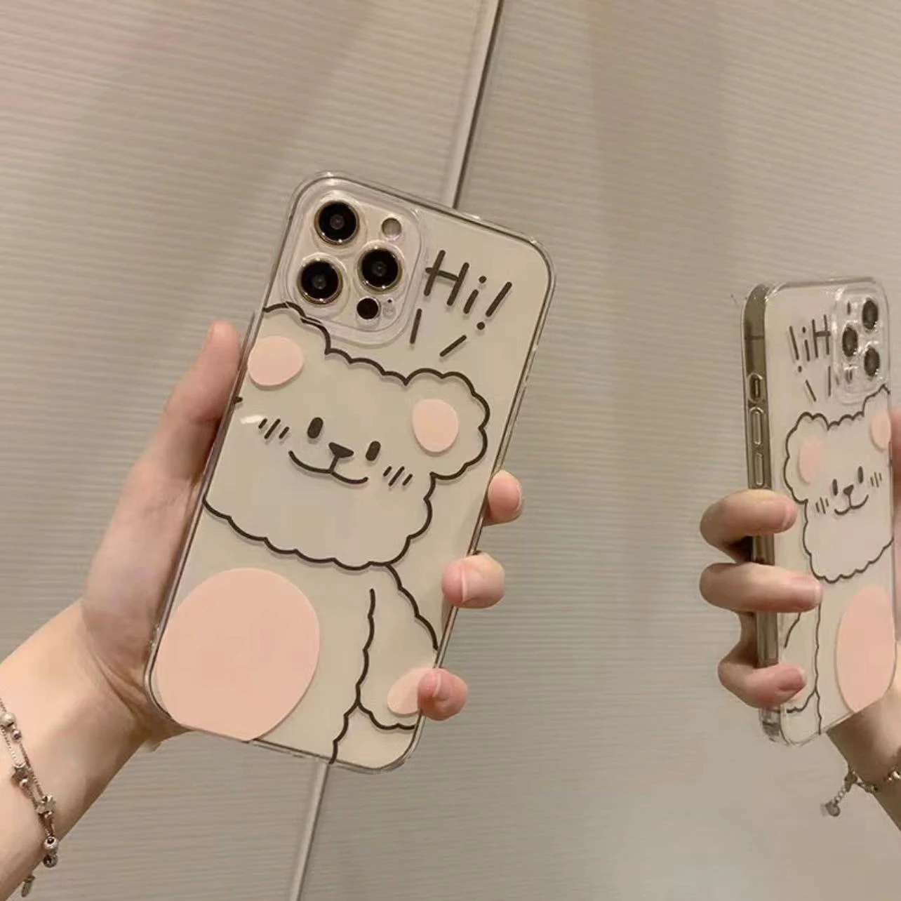 Fun and Cute Cartoon Bear Transparent Soft Silicone Anti-fall Case Suitable for Iphone 14 13 12 11 Pro Max X XR XSMAX 8 7 Plus