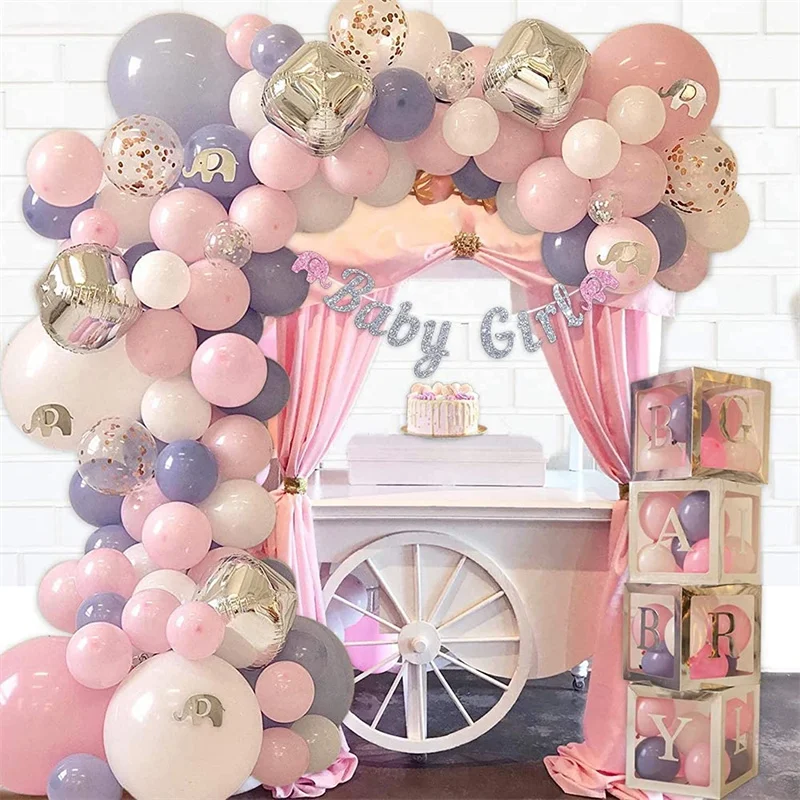 

139pcs Baby Shower Balloon Garland Arch Kit with Confetti Metallic Latex Balloon for Wedding Birthday Party Decor Valentines Day