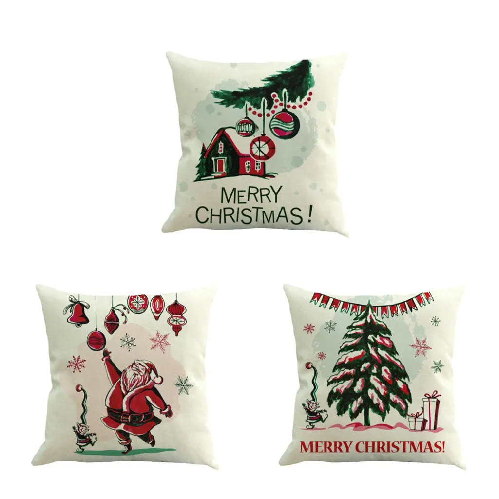 

Cover Throw Linen Cotton Cushion Decor Christmas Case Sofa Home Case