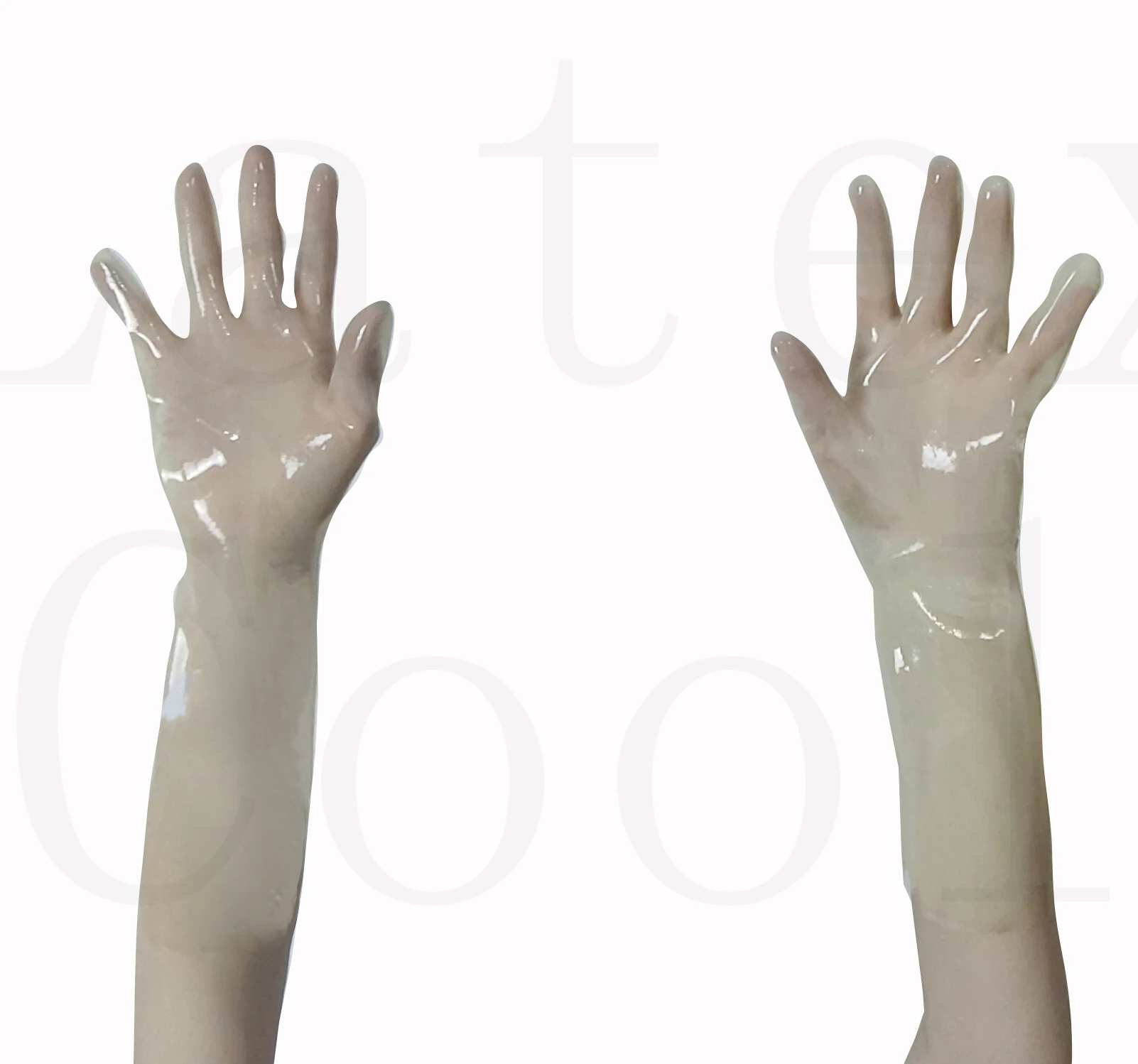 

100% Latex rubber Gummi transparent short gloves Size S-XL 0.4mm