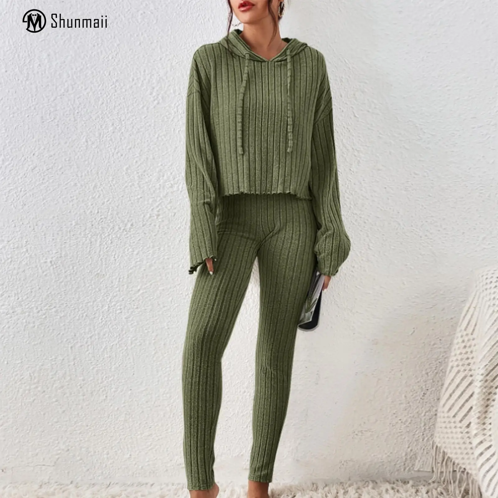 

Комплект из двух предметов для женщин, толстовка с капюшоном и леггинсы, простой женский брючный костюм, повседневный комплект, свободный комплект для отдыха