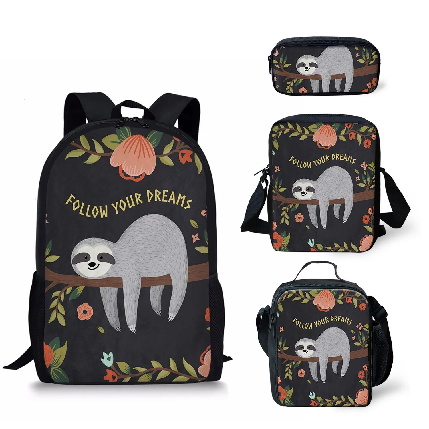 ADVOCATOR Cute Sloth Pattern 4Pcs/Set School Bags for Girls Cartoon Students Book Backpack Daily Mochila FemeninaFree Shipping