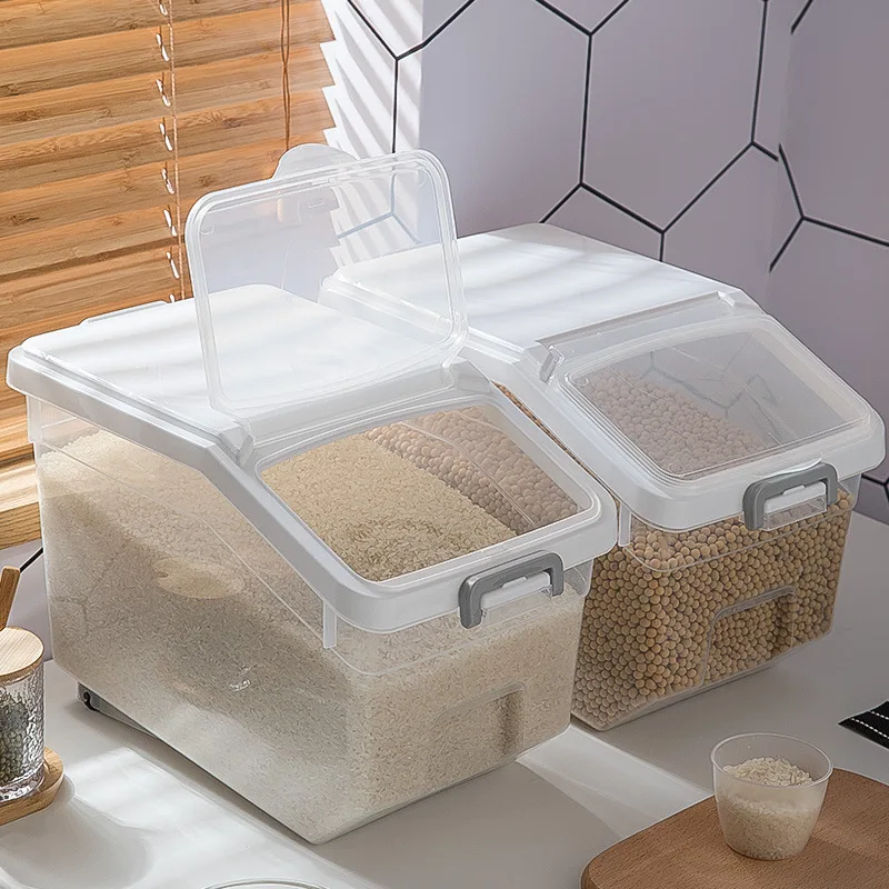 

Household Rice Storage Box Sealed Grain Bucket Coffee Bean Pet Food Container Storage Tank Kitchen Rice Storage Box