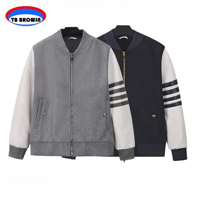 

TB BROWIN Thom Men's Jacket Spring Autumn Fashion Four Bar Stripe Long Sleeve Top Casual Big Pocket Zipper Sports Jogging Coats