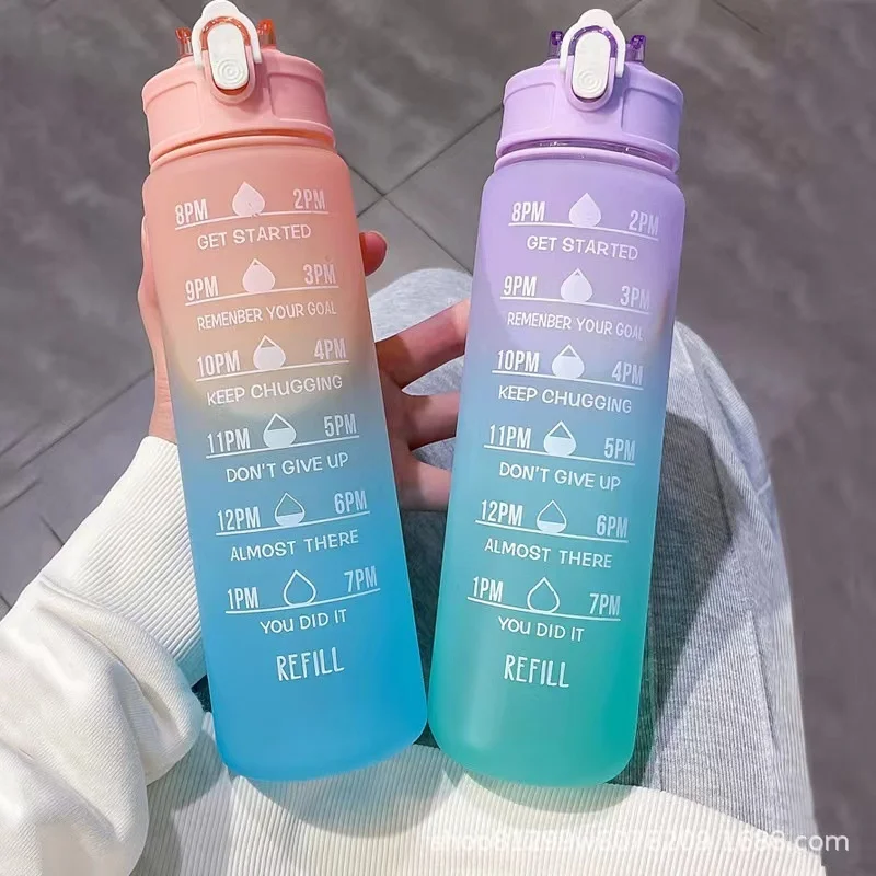 Outdoor Portable Drinking Bottle With Time Marker Color Grad