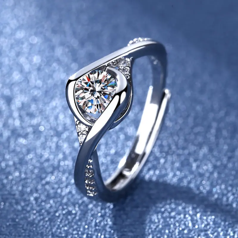 

New Silver Color Clear Cubic Zirconia Irregular Twist Arm Ring Women's Fashion Wedding Engagement Jewelry Wholesale